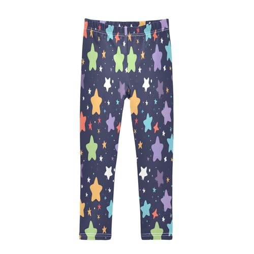 Bolaz Toddler Girls Leggings Printed Yoga Pants Leggings Green Purple Stars for Kids