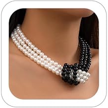 Knot Pearl Choker Necklace For Women 1920s Faux Pearl Bead Statement Necklace Adjustable Twisted Knot Charm Necklaces Jewelry Valentine Christmas Gift
