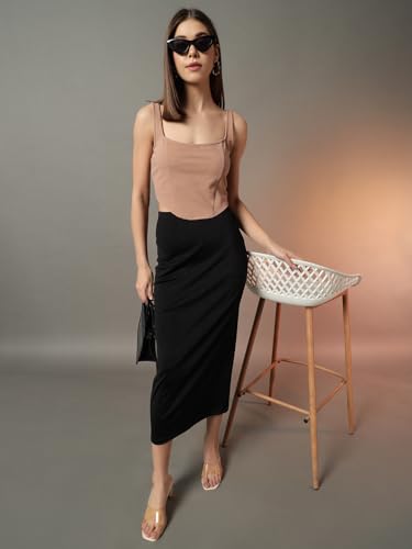 Image of Trend Arrest.ed Women's Stretchable Corset Style Crop Top | Square Neck Sleeveless Zipper Back Body-Hugging Fit | Casual