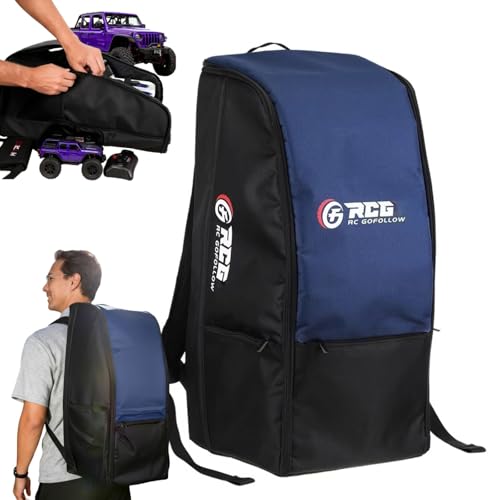 Ve-Lumiveve RC Car Waterproof Backpack, RC Storage Bag with PP Board Support and Multi-Pocket Design, Compatible with Axial SCX10 Capra & TRX4 TRX6 1/10 Scale RC Crawler Buggy Monster Truck (Blue01)