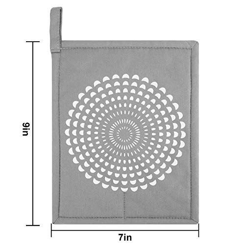 Pot Holders Set Of 3 Silicone Printing Non Slip Heat Resistant Hot Pads Cotton Home Kitchen Cooking Barbecue Microwave Women Men Machine Washable Bbq Grilling (Gray Potholders) #TOP1