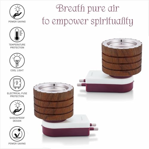 PANCA Sheesham Wooden Kapoor Dani Set of 2, Pooja Camphor Diffuser for Home Bakhoor Burner Puja Kapoor Dani Electric for puja Lamp Machine Diffuser (Set of 2)