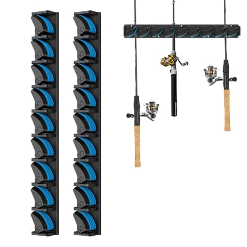 Supports de canne à pêche suspendus : rangement horizontal mural pour 9 cannes