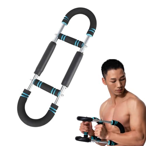 筋トレ アームバー エキスパンダー 筋トレ器具 3段階強度調整 大胸筋トレーニング器具 20-40KG 筋トレグッズ 分解可能 背筋 胸筋 腹筋 上腕二頭筋 調節可能バネフィットネス（ブルー）