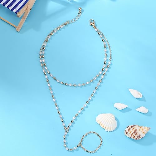 Rr Rambling Rose Layered Anklet Bead Barefoot Sandals Seaside Beach Ankle Bracelets Ring Foot Chain Jewelry For Women And Girl (7) #TOP2