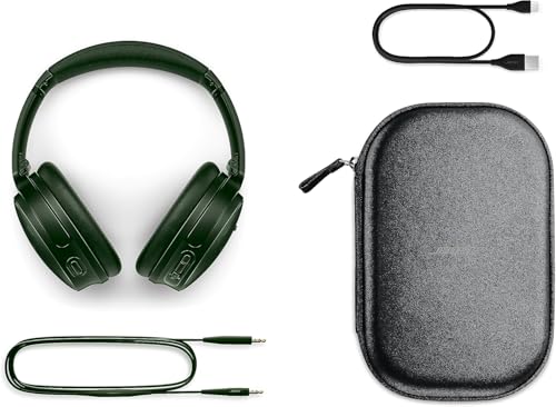 Image of Bose QuietComfort Headphones - Wireless Bluetooth Headphones, Active Over Ear Noise Cancelling and Mic, Deep Bass Bundle + Desktop Headphone Stand + Green Extreme Dual Wall Charger (Cypress Green)