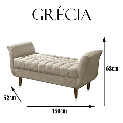 Recamier Estofado Para Sala de Estar 150cm Grécia Suede Bege - DL DECOR