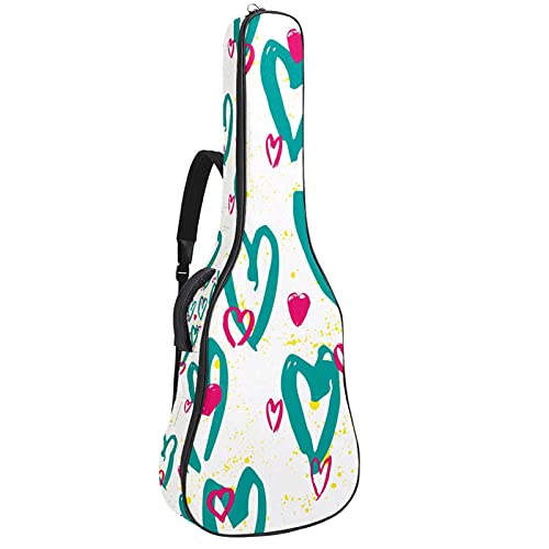Housse de guitare motif cœur pour transporter votre folk ou basse aux répétitions