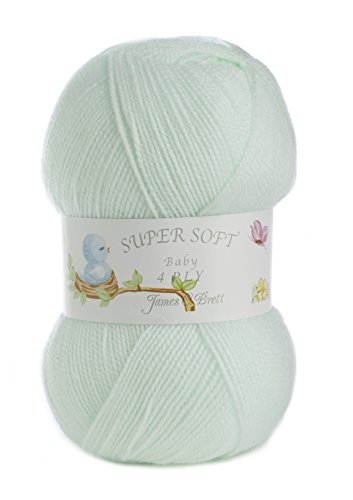 James Brett 100% Acrylic Baby 4 Ply Knitting Yarn Supersoft Knit Wool 100g (Pale Mint - BY1)