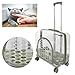 Transparent Pet Carrier, Fully Breathable Cat Carrier with Retractable Rod and Rolling Wheels, Portable Cat Trolley Case for Travel and Walking, Suitable for Cats Dogs Rabbits