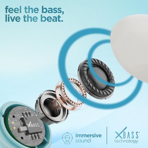 Image of Dubstep Buzz X11 TWS Wireless Earbuds, 60hrs Playtime, Bluetooth 6.0, 13mm Neodymium Drivers, XBass Technology, ENC Noise Cancellation, Type-C Fast Charging (Blue)