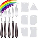 11 Stück Spachtel Set,Strukturpaste,5 Palette Messer+6 Abstreifermesseracryl,Edelstahl Acryl Spachtel,Strukturpaste Leinwand Für Strukturmalerei, Ölgemälde, Aquarell, Künstlerbedarf Malutensilien
