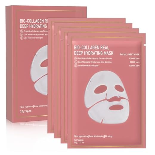 Nityrliv Collagen Face Mask, 4 Pack Bio-Collagen Real Deep Mask Overnight Hydrating Face Mask for All Skin Types,Original Hydrating Collagen Face Mask