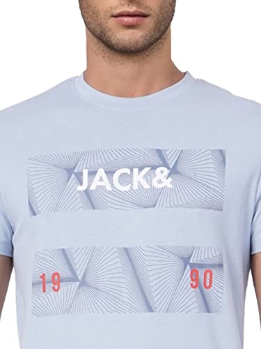 Image of JACK & JONES Men's Placement Print Slim Fit Round Neck T-Shirt