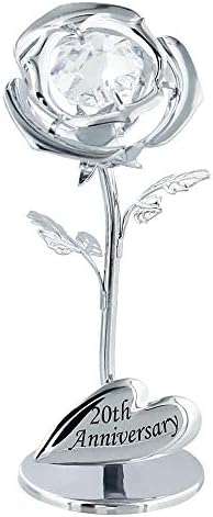 Haysom Interiors Modern 20th Anniversary Silver Plated Flower with Clear Swarovski Crystal Glass Bud by Happy Homewares