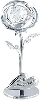 Haysom Interiors Modern 20th Anniversary Silver Plated Flower with Clear Swarovski Crystal Glass Bud by Happy Homewares