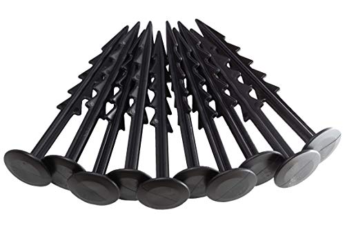 EarlyGrow MPL50114/BLA/100 Plastic Garden Ground Pegs - UV Stabilised, BPA Free, Rot Proof - To Secure and Anchor Tarpaulin and Weed Fabric Netting - 15cm - Pack of 100 - Black