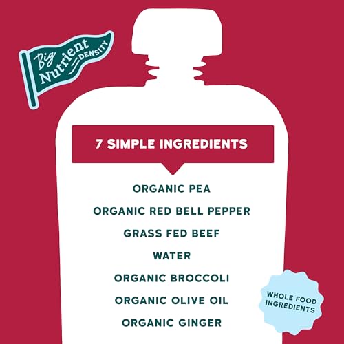 Image of Serenity Kids Baby Food Pouches, Beef & Ginger, Baby Puree, 3.5 Oz, 6 Pack | 5g Protein, No Added Sugar, Grass Fed Beef, Recyclable Baby Pouches, GMO-Free Toddler Food, Organic Baby Food, Toddler Snacks