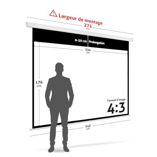 Écran de projection électrique avec télécommande programmable 234 cm