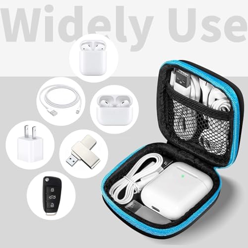 MOLOVA Earbud Case Portable EVA Carrying Case Storage Bag Cell Phone Accessories Organizer with Carabiner for Wired/Wireless Headphones, SD Memory Card, Camera Chips(Square, 5 Pack)