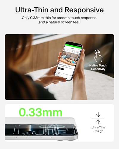 Image of Belkin EZ Align Tempered Glass Screen Protector Guard for iPhone 17 Pro, Scratch-Resistant Impact Protection Included With Easy Align Tray for Bubble Free Application, Recycled Glass - 2 Pack