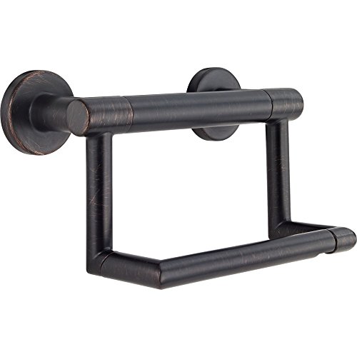 Delta Contemporary (1-Pack) Toilet Paper Holder w/ Assist Bar ADA Compliant Venetian Bronze 300 lb Capacity Grab Bar for Seniors Bath Safety Handle for Balance Assist, Toilet Area Grip Bar 41550-RB by DELTA - Used condition - US$25.31