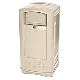 Rubbermaid Commercial 9P9000BG Plaza Indoor/Outdoor Waste Container, Rectangular, Plastic, 35gal, Beige