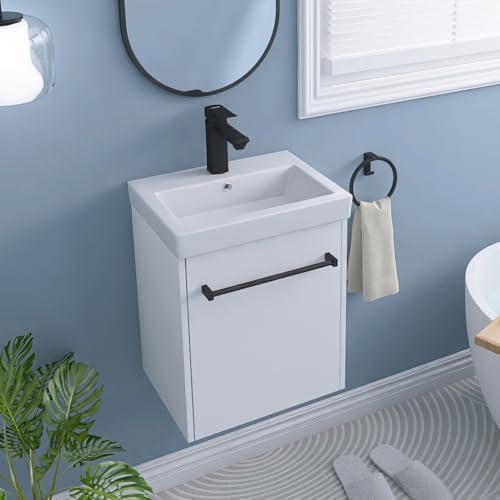 18 Inch Floating Bathroom Vanity,18" Bathroom Vanity with Sink,Modern Wall