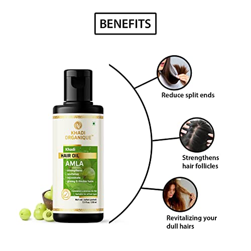 Image of Khadi organique Amla Hair Oil Without Mineral Oil Restores Shine & Softness - 210ML