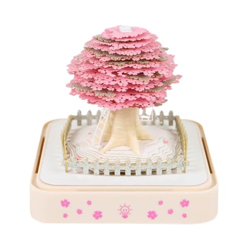 2026年立体視 桜の木 キノコハウス クリスマスツリー クリスマスプレゼント英語版3Dカレンダー 付箋 ライト付き 紙彫刻工芸品 3D 地球儀カレンダー英語版 (桜の木(英語版))