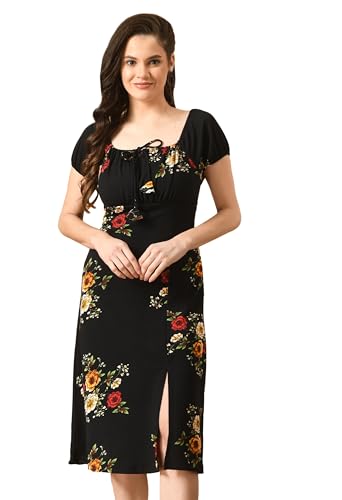 Image of IUGA Women's Half Sleeve Round Neck Printed Dress