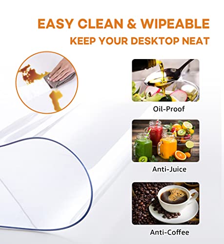 Multi-Size Round Pvc Clear Table Protector 1.5Mm Thick Plastic Tablecloth Large 36 Inch Dia Clear Vinyl Table Pad Mat Protective For Office Desk Dining Coffee End Dinner Tabletop Wipeable Waterproof #TOP2