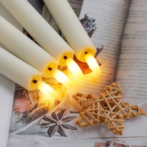 Yeelida Battery Operated Flameless Taper Candles with Two Remote Timer, 6.4" LED 3D-Wick Window Candles, Flickering Long-Lasting Warm Light Electric Pack of 6 Flameless Candlesticks (0.78" Dia,Ivory) by Yeelida - Used condition - Image 2