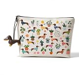 THXFUNAREA Set Neceser Y Llavero De Teckel: 1 Neceser + 1 Llavero Con Diseño De Perro Salchicha, Práctico Y Bonito, Ideal Para Viajes Y Uso Diario, Regalo Divertido Para Mujeres