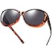 Br'Guras Polarized Oversized Sunglasses Wear over Prescription with Purple Frame for Women&Men (Amber leopard, Black)