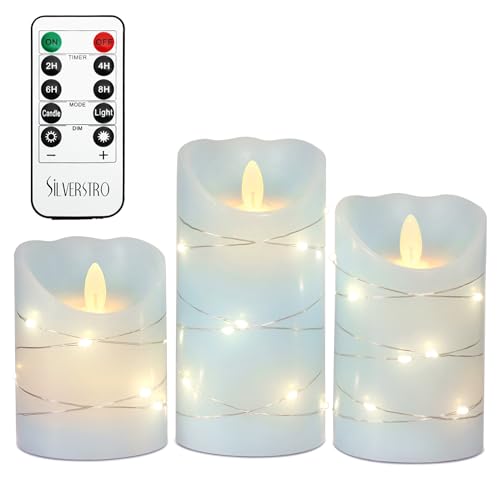 Velas de pilas con mando a distancia y cadena de luces de hadas 7