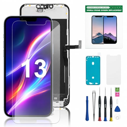 Hoonyer LCD Display Ersatz Set für iPhone 13 3D Touch Bildschirm mit Rahmen & Digitizer inkl. Reparaturwerkzeug