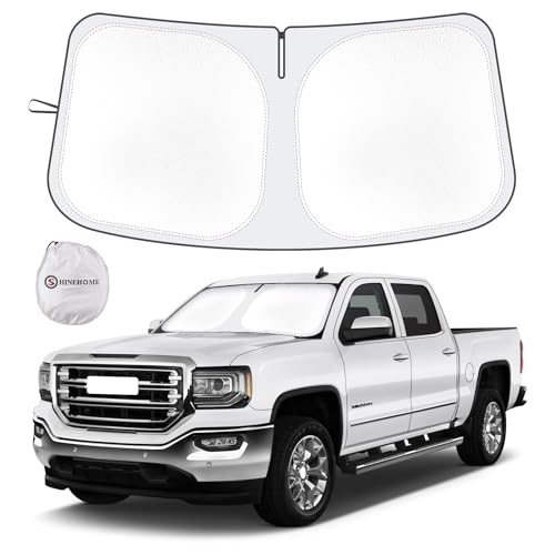 SHINEHOME Windshield Sun Shade Compatible with 2019-2025 2026 Chevy Silverado GMC Sierra 1500 2500 3500 Accessories Sun Visor for Front Window Sun Shade Cover Foldable Blocks UV Rays Keep Car Cooler