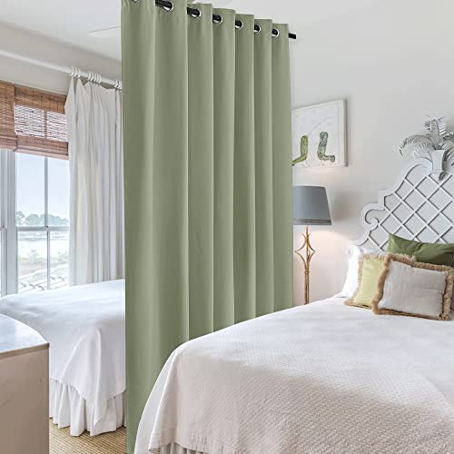 Image of RYB HOME Extra Wide Curtains for Divider Room Separation Soundproof Temporary Door Curtains for Bedroom Closet Office Theatre Garage Living Room Privacy Drop Cloth, W 120 x L 90 inches, Sage Green