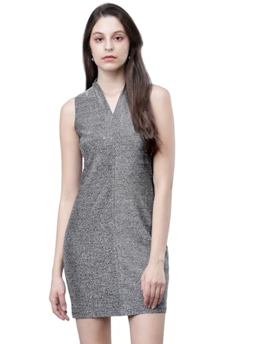 Image of Tokyo Talkies Women's Sleeveless V-Neck Solid Dresses | Stylish Dresses | Party Dresses