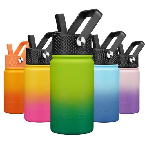 Image of BJPKPK Insulated Water Bottle, 15oz Stainless Steel with Straw Lid