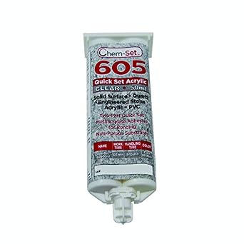 ChemSet 605 - Clear Quick Set Acrylic Adhesive 50ml Cartridge w/ 190-620 Mixing Tip