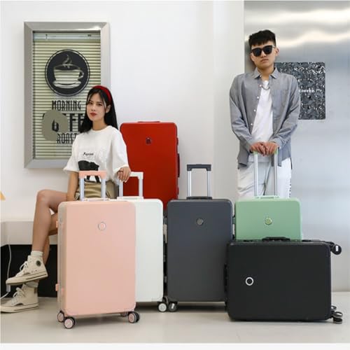 Suitcase Men's And Women's Aluminum Frame Universal Wheel Suitcase Trolley Case Password Box Boarding Suitcase Suitcase Suitcase Tags(White,24in)4