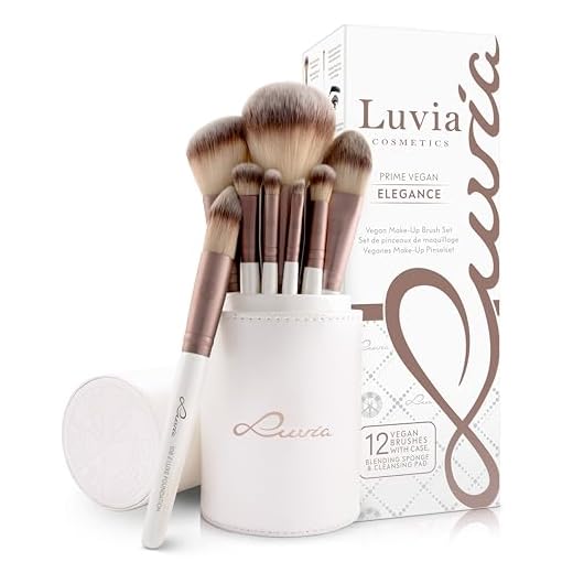 Pinselset Make-Up Von Luvia, Schminkpinsel Inkl. Edlem Pinselhalter & Satin Tasche Für Kosmetikpinsel, Beauty Brush Set Prime Vegan