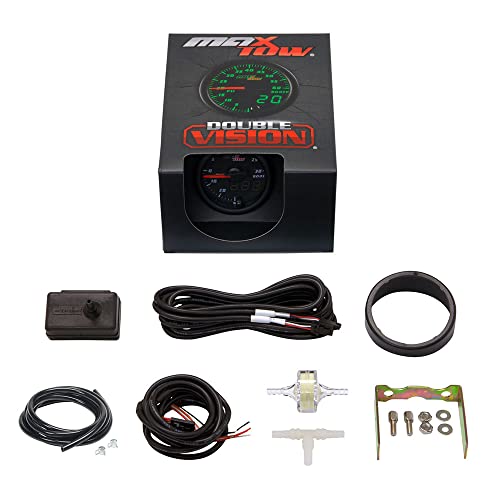 Maxtow Double Vision 30 Psi Turbo Boost / Vacuum Gauge Kit - Includes Electronic Pressure Sensor - Black Gauge Face - Green Led Dial - Analog & Digital Readouts - For Gas Trucks - 2-1/16" 52Mm #TOP5