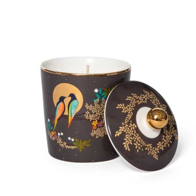 Portmeirion Sara Miller Geranium Patchouli & Vetivert Candle in Ceramic Jar, Predominantly Ceramic With Gold Detailing - Image 2
