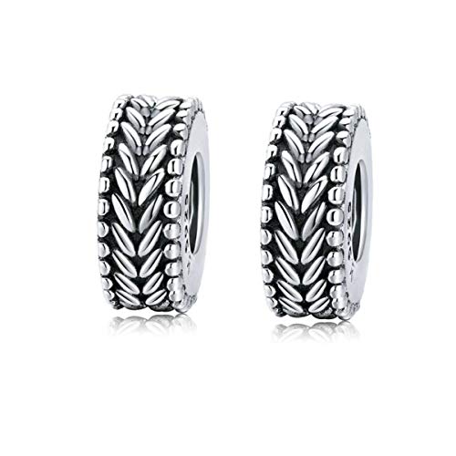 Cuentas de plata de ley 925 espaciador de goma para lucir pulseras ordenadas