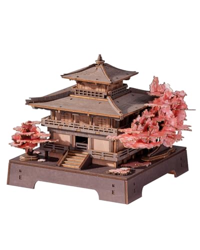 ROBOTIME Puzzles 3D Sakura, Maquettes en Bois pour Adultes, 3D Puzzles en Bois, Maquettes d'architecture Classique à Construire Soi-même pour et Les Adolescents (Sakura Pavilion)