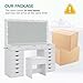 Yanosaku Vanity Desk with Mirror and Lights, Makeup Table with Charging Station, 3 Color Lighting Modes, 15 Drawers Dressing Table, Vanity with Chair for Bedroom, White