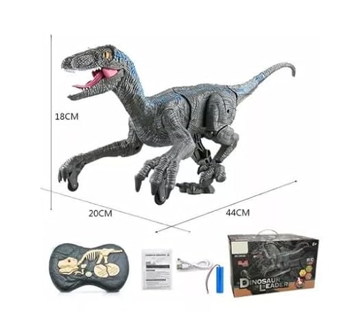 Dinossauro Velociraptor De Controle Remoto, Brinquedo De Dinossauro Rc Com Luz E Som Led, Simulação